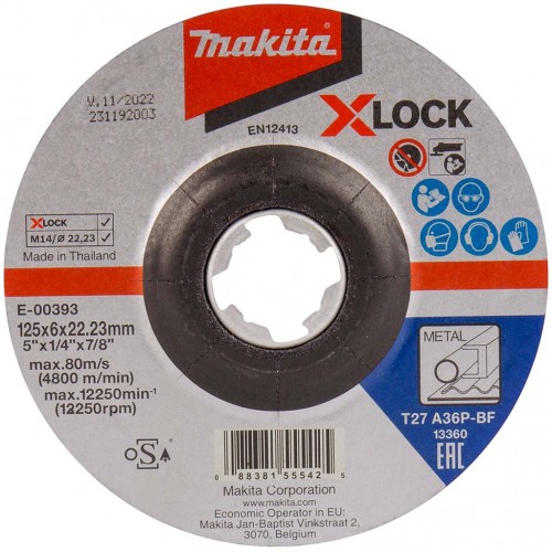 MAKITA E-00393 X-LOCK Brusný kotouč na kov 125x6mm MAKITA E-00393 X-LOCK Brusný kotouč na kov 125x6mm