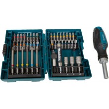 MAKITA E-25096 Sada bitů 1/4" s ráčnou 44 ks v plastové krabičce STOP