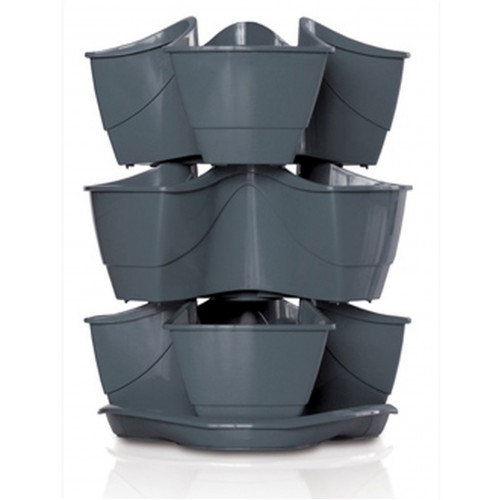 PROSPERPLAST COUBI květináč 29,5x29,5x38cm, 9l, grafit DKN3003 PROSPERPLAST COUBI květináč 29,5x29,5x38cm, 9l, grafit DKN3003
