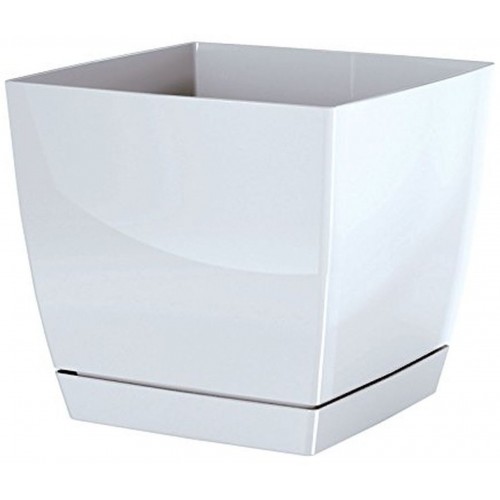 Prosperplast COUBI SQUARE P Květináč s miskou 10 cm, 0,5l, bílá DUKP100 Prosperplast COUBI SQUARE P Květináč s miskou 10 cm, 0,5l, bílá DUKP100