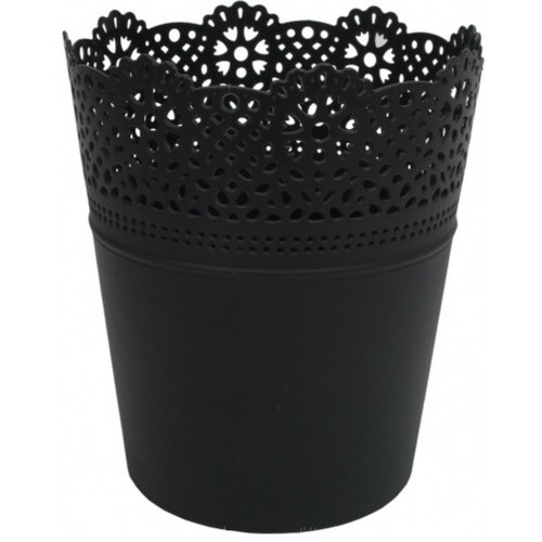 PROSPERPLAST LACE květináč s krajkou 16 cm, černá DLAC160