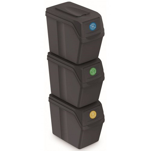 Prosperplast SORTIBOX I Sada 3 odpadkových košů 3x20l, antracit ISWB20S3 Prosperplast SORTIBOX I Sada 3 odpadkových košů 3x20l, antracit ISWB20S3