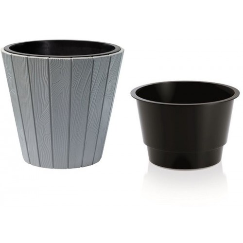 Prosperplast WOODE květináč 34,8x32,5cm šedý kámen DBWO350