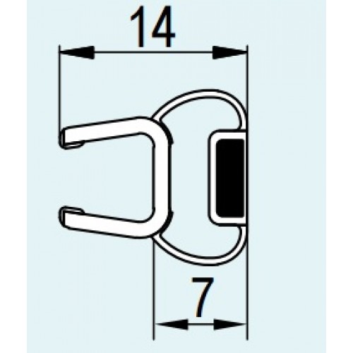RONAL svislé magnetické těsnění pro 5 a 6 mm skla 2000 mm RONAL svislé magnetické těsnění pro 5 a 6 mm skla 2000 mm