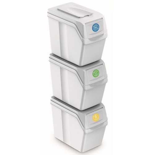 Prosperplast SORTIBOX I Sada 3 odpadkových košů 3x20l, bílá ISWB20S3 Prosperplast SORTIBOX I Sada 3 odpadkových košů 3x20l, bílá ISWB20S3