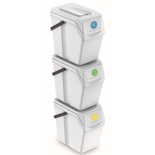 Prosperplast SORTIBOX II Sada 3 odpadkových košů 3x25l, bílá ISWB25S3