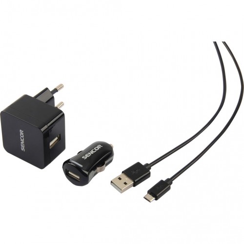 SENCOR KIT SCO 516-000BK USB kabel, nabíječka černá 1M/WALL/CAR 30015737 SENCOR KIT SCO 516-000BK USB kabel, nabíječka černá 1M/WALL/CAR 30015737