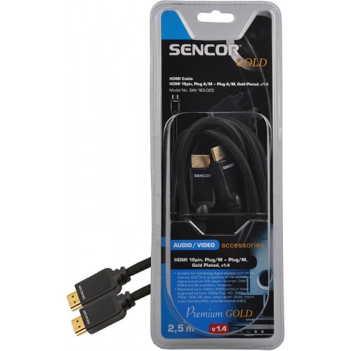 SENCOR AV kabel SAV 165-025 HDMI M-M 2,5M v1.4 PG 35039900 SENCOR AV kabel SAV 165-025 HDMI M-M 2,5M v1.4 PG 35039900