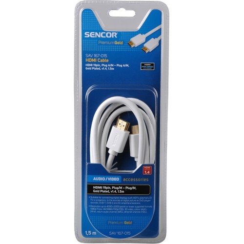 SENCOR AV kabel SAV 167-015W HDMI M-M 1,5M 1.4 PG 35042685 SENCOR AV kabel SAV 167-015W HDMI M-M 1,5M 1.4 PG 35042685
