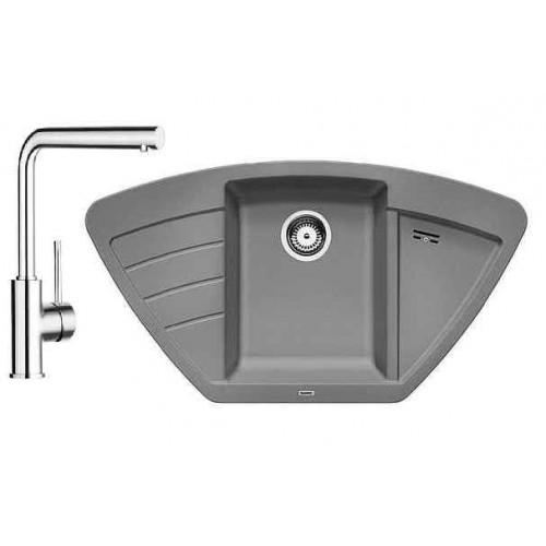 BLANCO SET 12 dřez ZIA 9 E aluminium + dřezová baterie MILA chrom