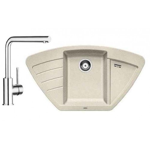 BLANCO SET 12 dřez ZIA 9 E písek + dřezová baterie MILA chrom BLANCO SET 12 dřez ZIA 9 E písek + dřezová baterie MILA chrom