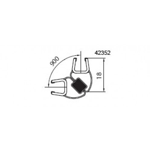 RONAL magnetické těsnění 90° na 6 mm skla 42352R RONAL magnetické těsnění 90° na 6 mm skla 42352R