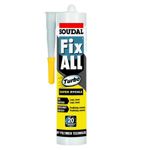 SOUDAL FIX ALL TURBO vytvrzující lepidlo 290 ml, bílé SOUDAL FIX ALL TURBO vytvrzující lepidlo 290 ml, bílé