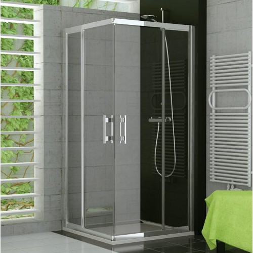 RONAL TED2 TOP-Line rohový vstup 90-120cm, pravý díl, aluchrom/čiré TED2DSM25007
