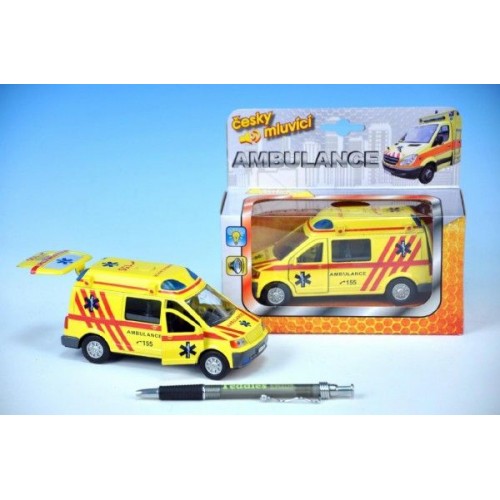 Auto ambulance, kov, 13cm, česky mluvící, na baterie, se světlem 00065710 Auto ambulance, kov, 13cm, česky mluvící, na baterie, se světlem 00065710