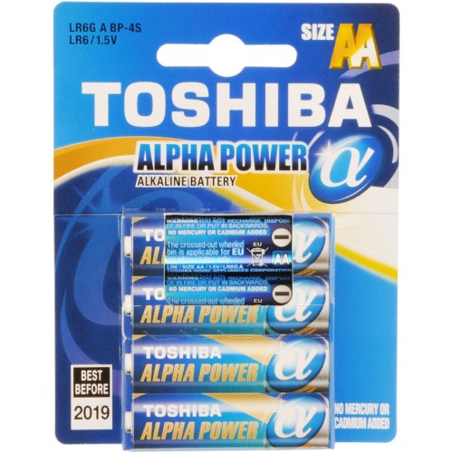TOSHIBA Alkalická baterie LR6 4BP AA Alpha 35040095 TOSHIBA Alkalická baterie LR6 4BP AA Alpha 35040095