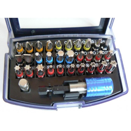 Sada bitů 1/4", PL, PH, PZ, inbus, torx, torx-vrt., 32 dílů, S2, 100-02189 Sada bitů 1/4", PL, PH, PZ, inbus, torx, torx-vrt., 32 dílů, S2, 100-02189