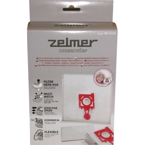 ZELMER SAFBAG sáčky + filtr 49.4220 4+1 ZVCA300B, 49.4220 ZELMER SAFBAG sáčky + filtr 49.4220 4+1 ZVCA300B, 49.4220