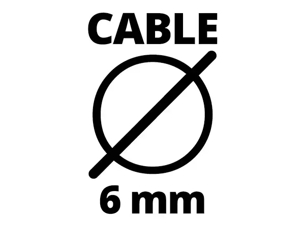Symbolová grafika ukazuje průměr ocelového lana 6 mm u ručního lanového zvedáku Einhell TC-LW 2000.