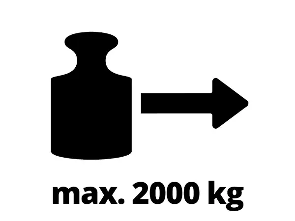 Symbolová grafika ukazuje maximální tažnou sílu ručního lanového zvedáku Einhell TC-LW 2000 s max. 2000 kg.