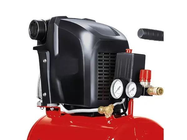 Motor kompresoru Einhell TE-AC 230/24/8 s černým krytem a viditelným vzduchovým filtrem.