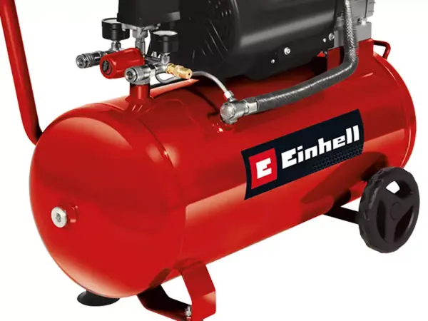 Boční pohled na velkou tlakovou nádobu kompresoru Einhell TC-AC 420/50/10 V s logem Einhell.