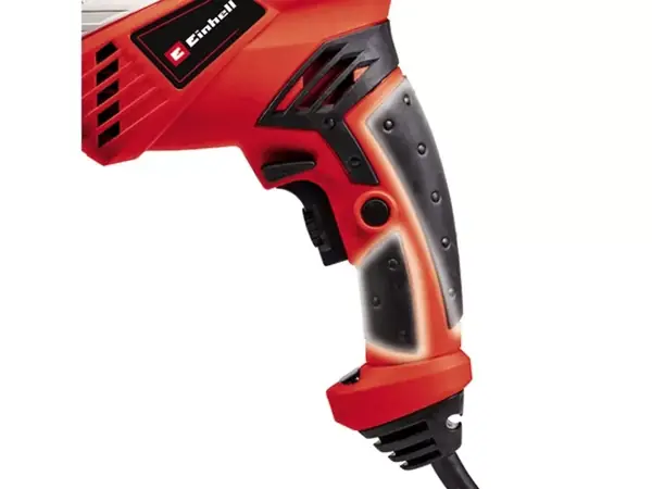 Boční pohled na rukojeť příklepové vrtačky Einhell TC-ID 650 E s protiskluzovým Softgripem.