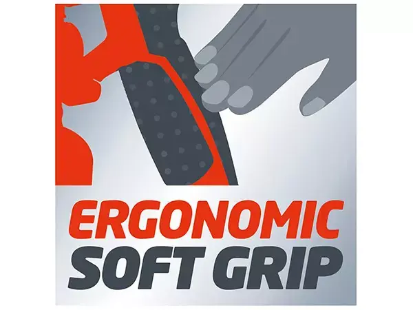 Grafika se zvýrazněním ergonomické rukojeti s měkkým povrchem Softgrip stříkací pistole Einhell TC-SY 400 P.