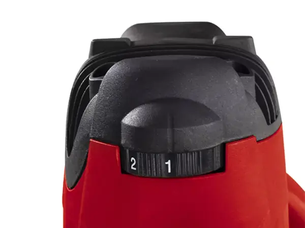 Detailní pohled na regulační kolečko otáček horní frézky Einhell TE-RO 1255 E.