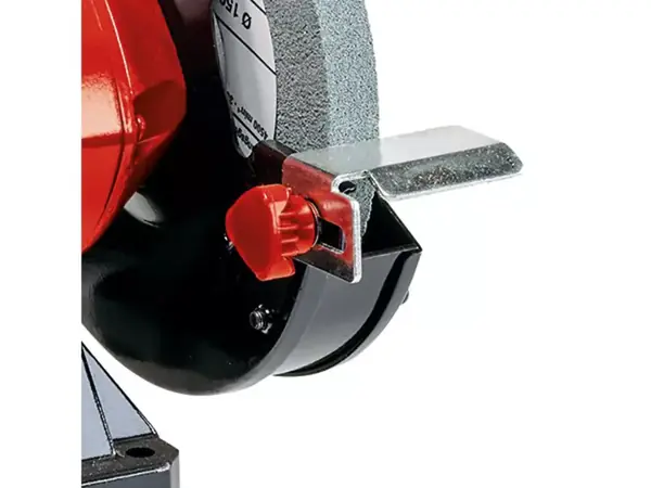 Opěrka obrobku dvoukotoučové brusky Einhell TC-BG 150 pro stabilní vedení při broušení.