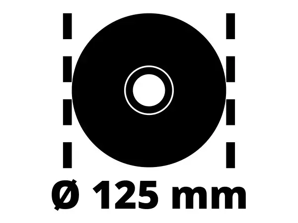Grafické znázornění řezného kotouče s označením „O 125 mm“ pro úhlovou brusku Einhell TC-AG 125.