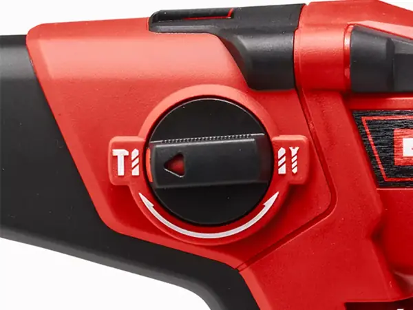 Otočný přepínač na aku vrtacím kladivu Einhell TE-HD 18/12 Li pro volbu mezi vrtáním a vrtáním s příklepem.